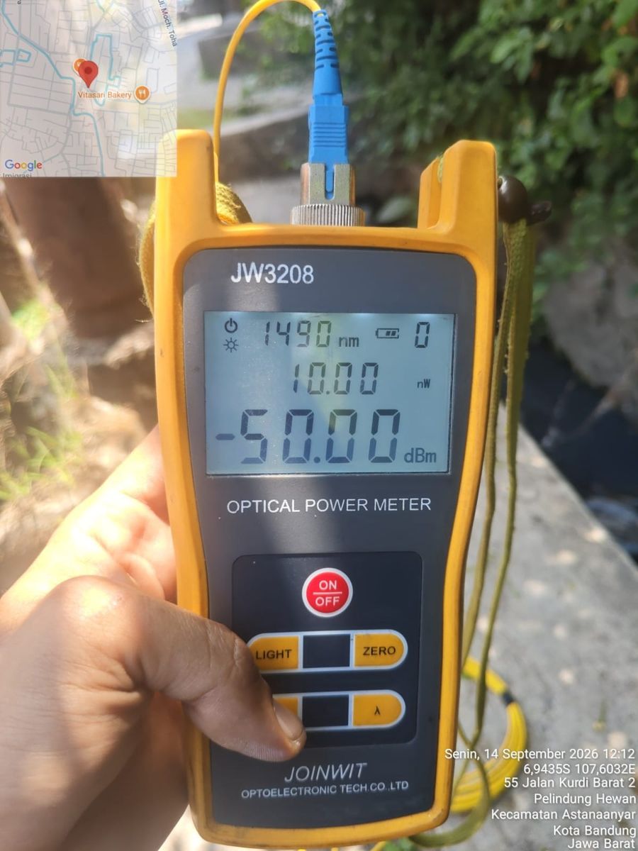 Pengukuran Optical Power Meter — Pelindung Hewan, Astanaanyar — Kota Bandung